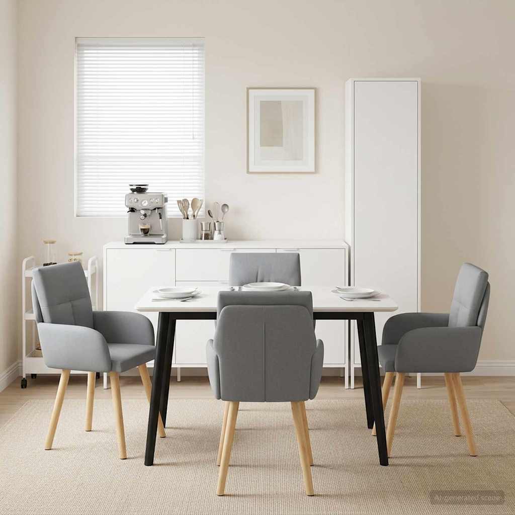 Καρέκλες φαγητού 4 pcs Ύφασμα Ανοιχτό γκρι 60 x 56 x 96 εκ