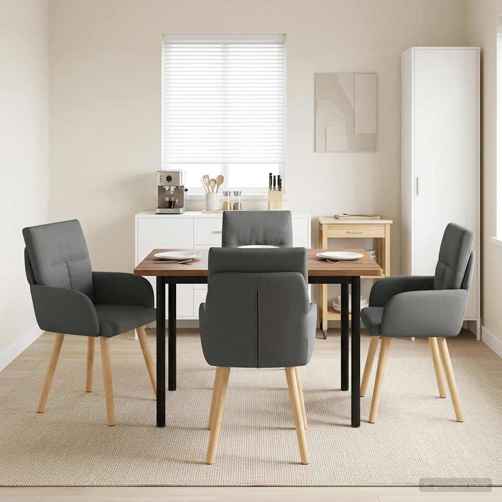 Καρέκλες φαγητού 4 pcs Ύφασμα Σκούρο Γκρι 60 x 56 x 96 εκ - Pakobazaar
