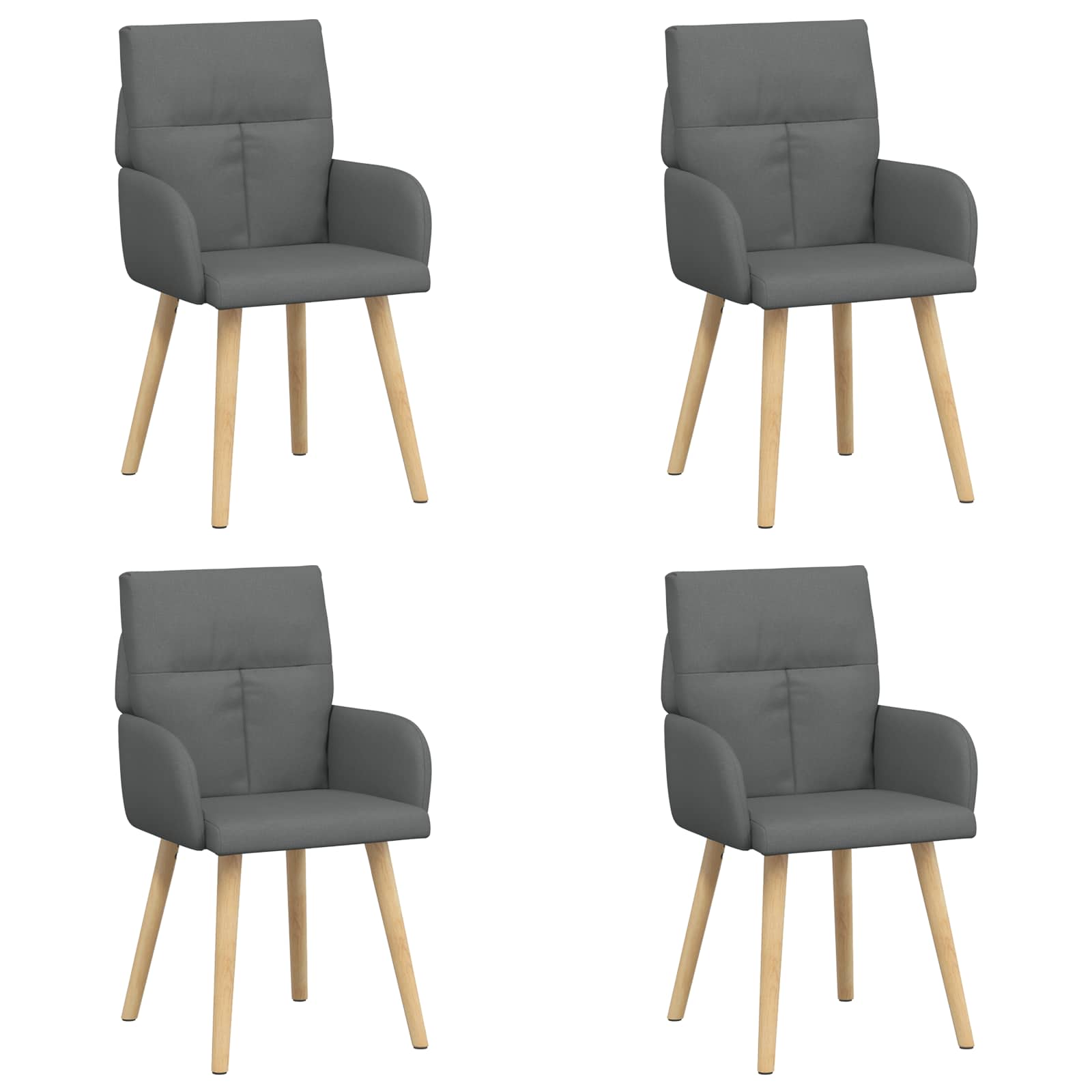Καρέκλες φαγητού 4 pcs Ύφασμα Σκούρο Γκρι 60 x 56 x 96 εκ - Pakobazaar