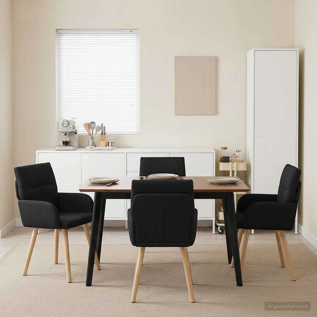 Καρέκλες φαγητού 4 pcs Ύφασμα Μαύρο 60 x 56 x 96 εκ