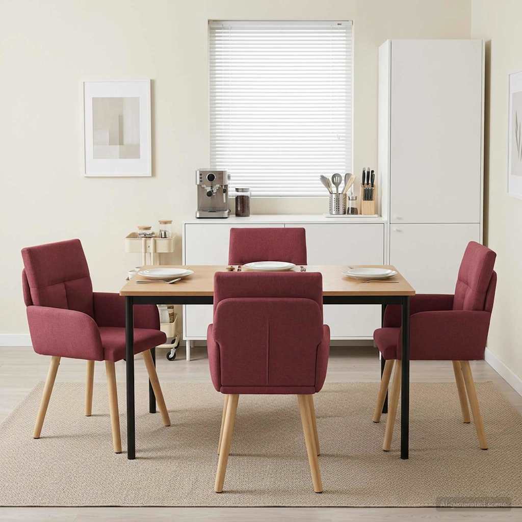 Καρέκλες φαγητού 4 pcs Ύφασμα Κόκκινο 60 x 56 x 96 εκ - Pakobazaar