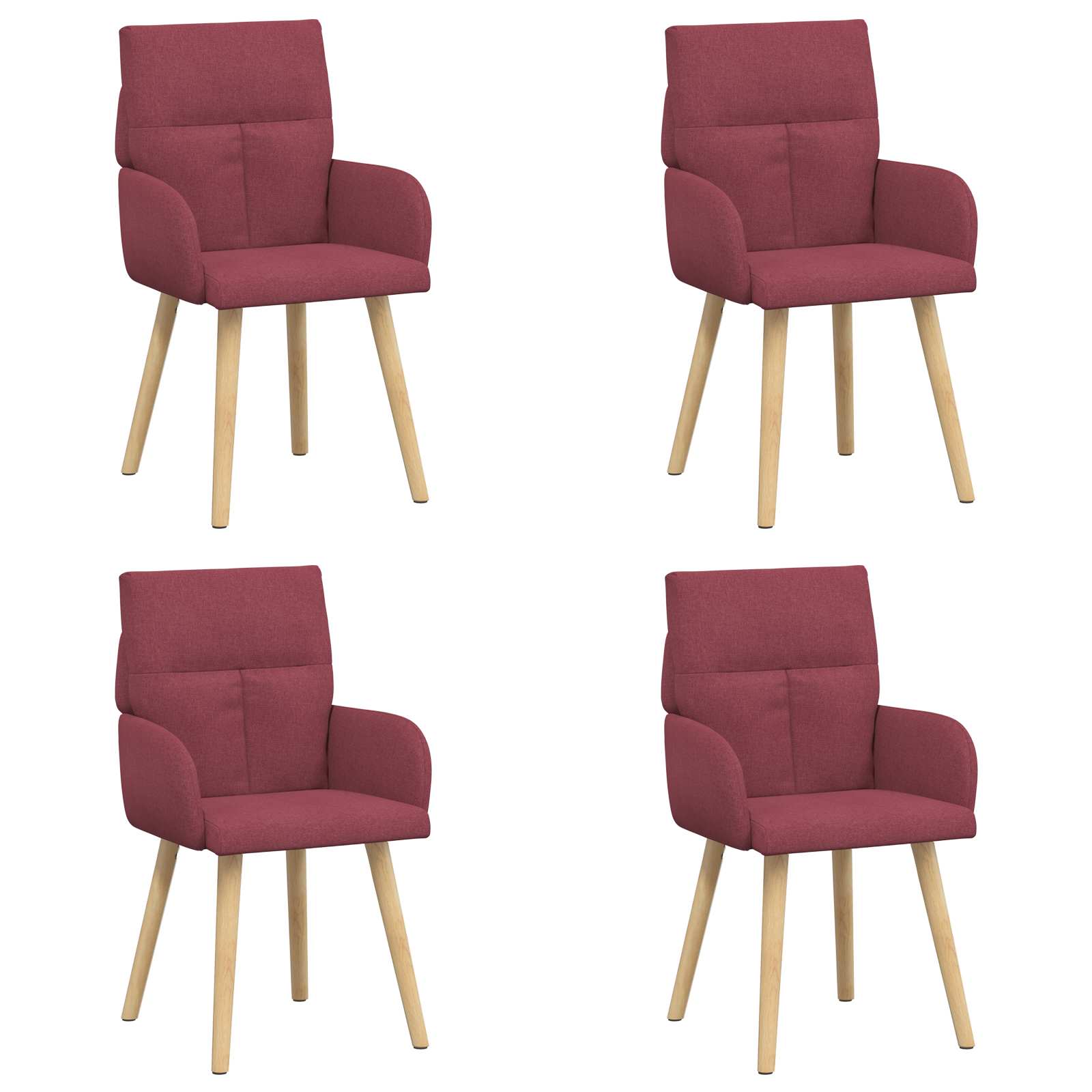 Καρέκλες φαγητού 4 pcs Ύφασμα Κόκκινο 60 x 56 x 96 εκ - Pakobazaar
