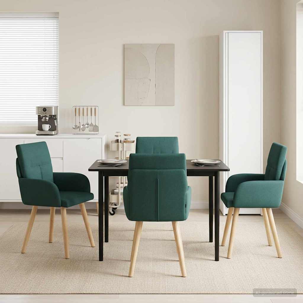 Καρέκλες φαγητού 4 pcs Ύφασμα Σκούρο Πράσινο 60 x 56 x 96 εκ - Pakobazaar
