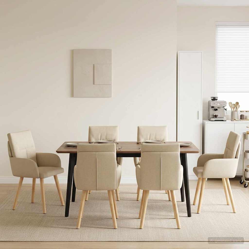 Καρέκλες φαγητού 4 pcs Ύφασμα Κρεμ 60 x 56 x 96 εκ