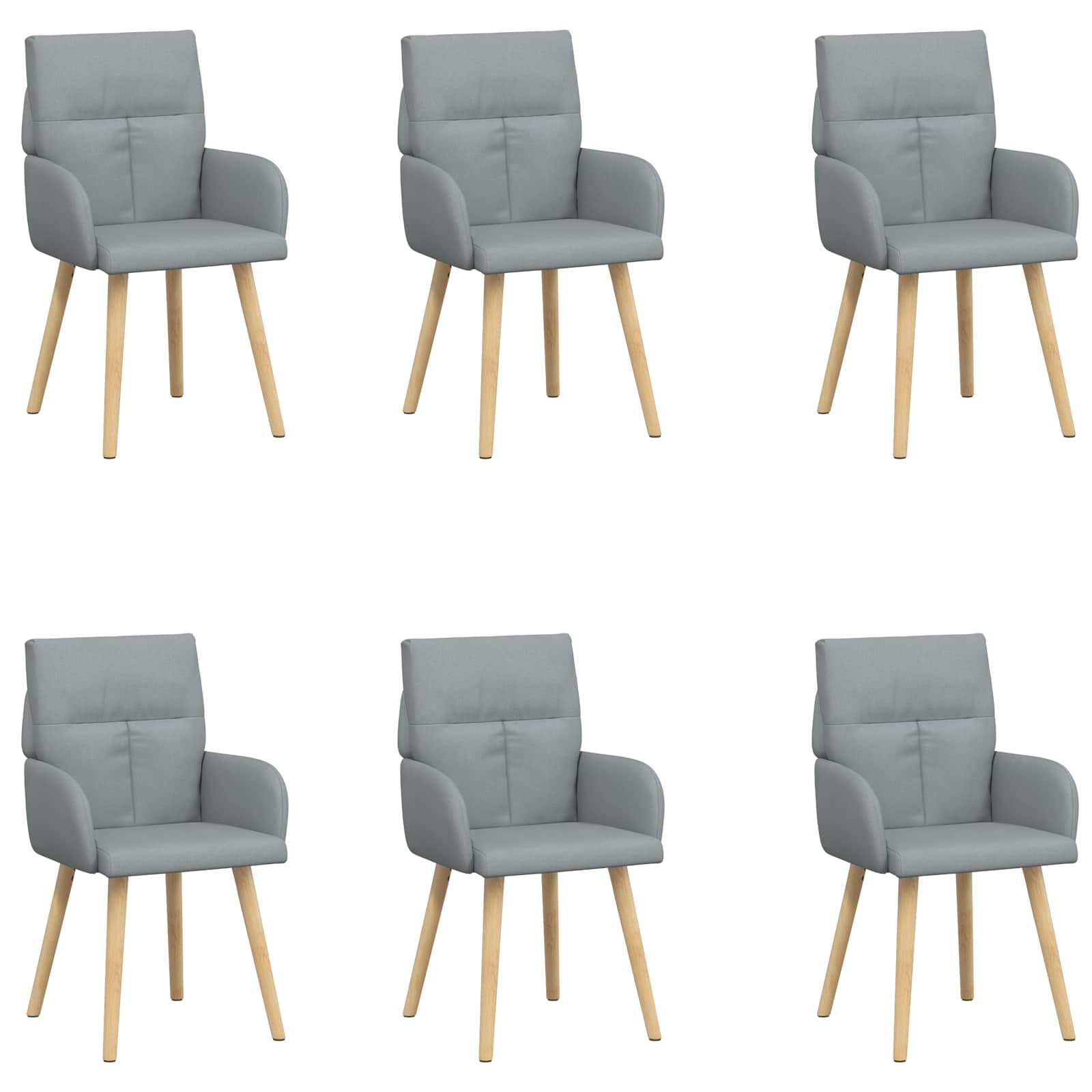 Καρέκλες φαγητού 6 pcs Ύφασμα Ανοιχτό γκρι 60 x 56 x 96 εκ - Pakobazaar