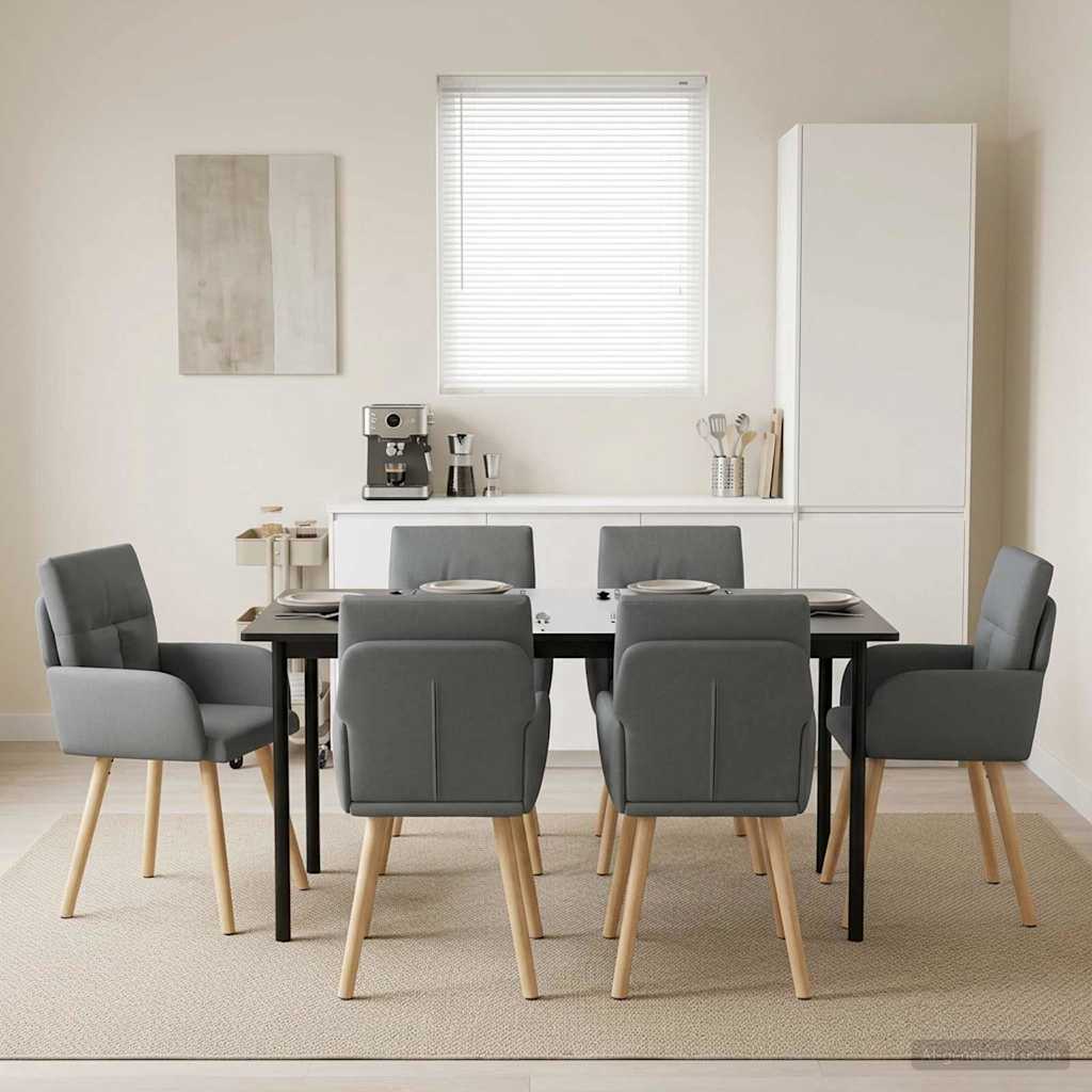 Καρέκλες φαγητού 6 pcs Ύφασμα Σκούρο Γκρι 60 x 56 x 96 εκ - Pakobazaar