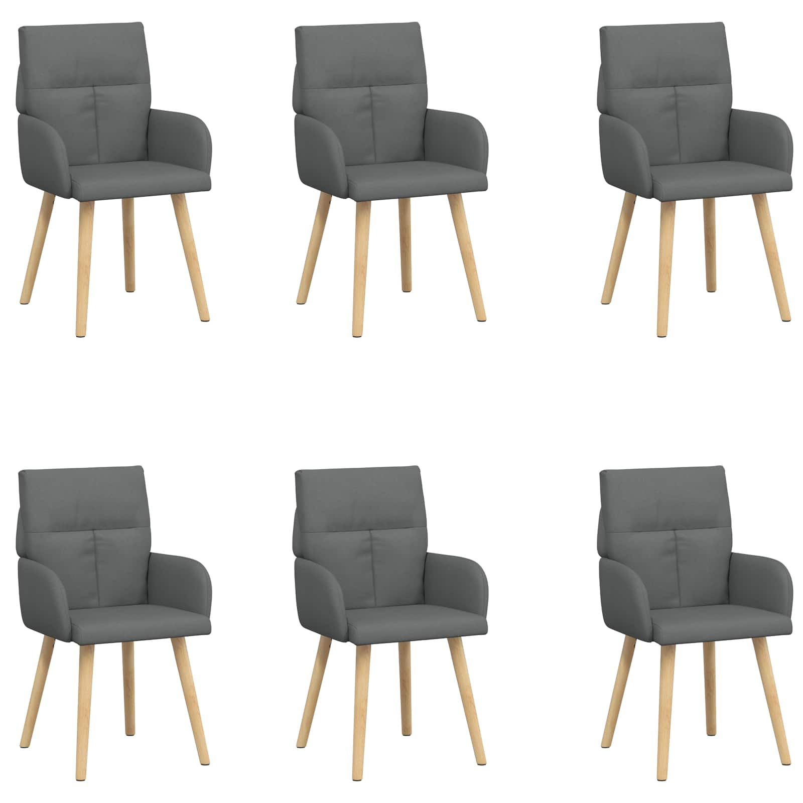 Καρέκλες φαγητού 6 pcs Ύφασμα Σκούρο Γκρι 60 x 56 x 96 εκ - Pakobazaar