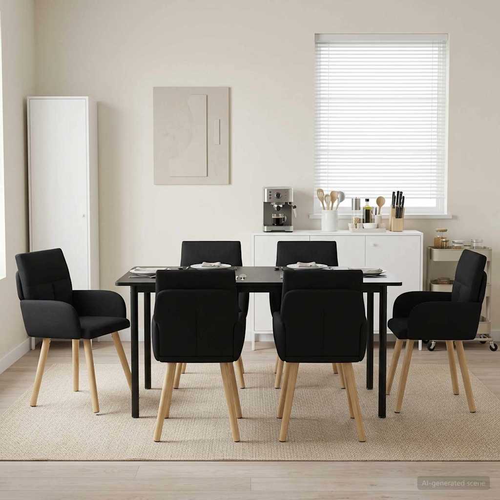 Καρέκλες φαγητού 6 pcs Ύφασμα Μαύρο 60 x 56 x 96 εκ - Pakobazaar