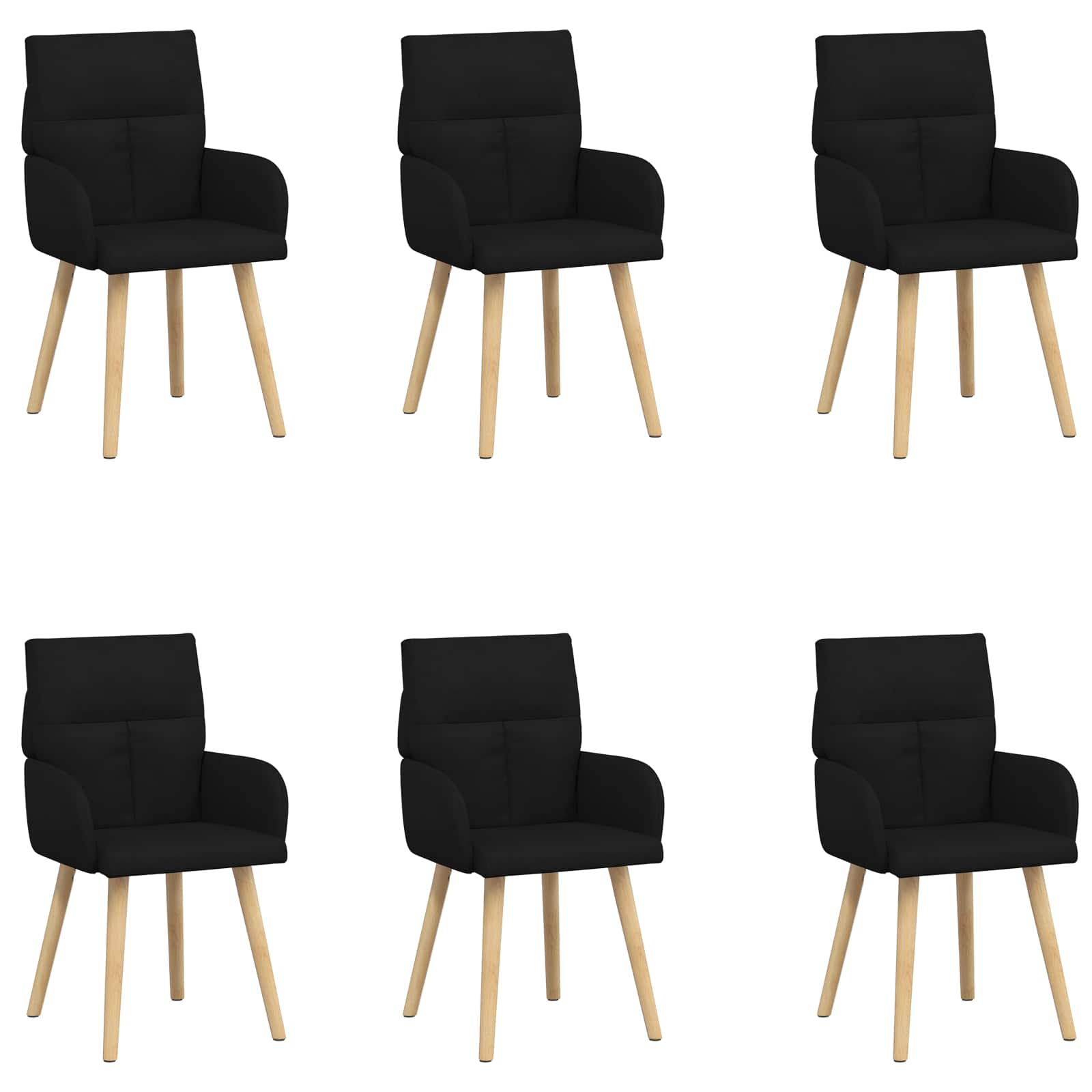 Καρέκλες φαγητού 6 pcs Ύφασμα Μαύρο 60 x 56 x 96 εκ - Pakobazaar