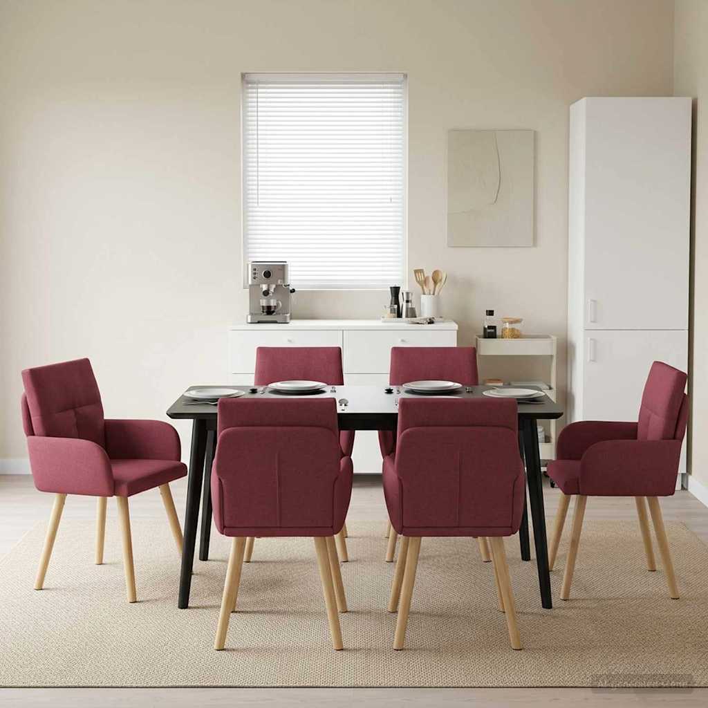 Καρέκλες φαγητού 6 pcs Ύφασμα Κόκκινο 60 x 56 x 96 εκ