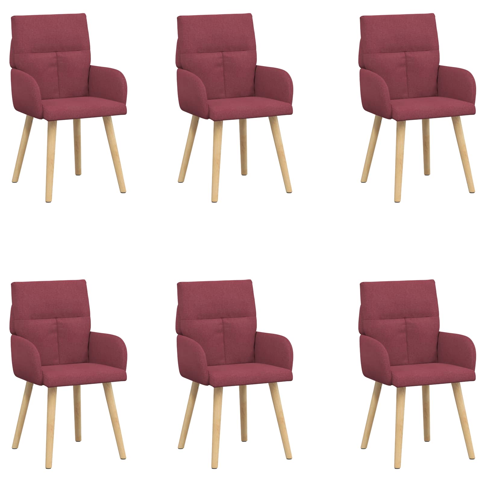 Καρέκλες φαγητού 6 pcs Ύφασμα Κόκκινο 60 x 56 x 96 εκ