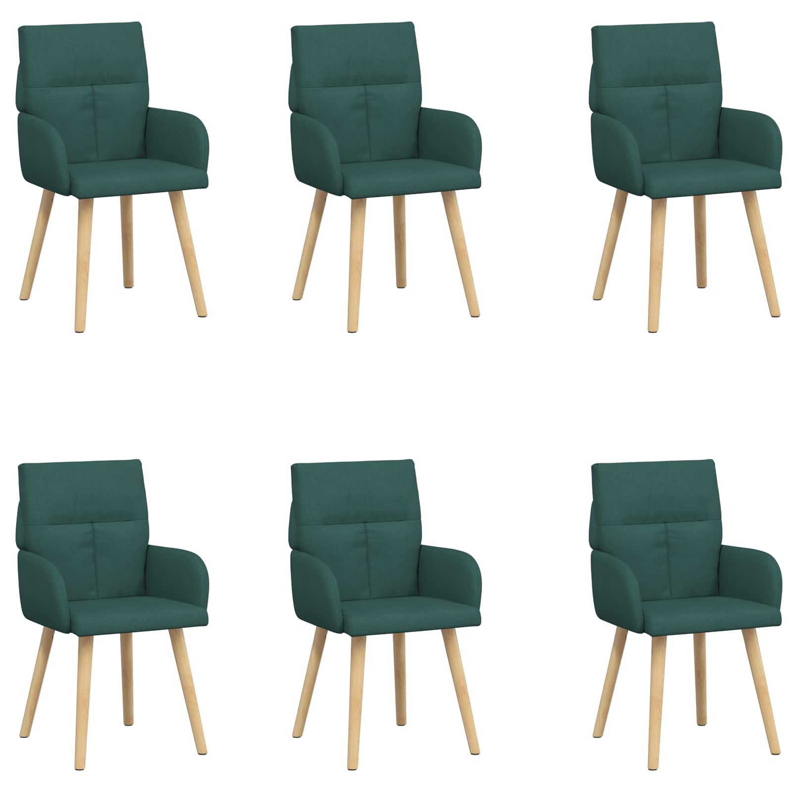 Καρέκλες φαγητού 6 pcs Ύφασμα Σκούρο Πράσινο 60 x 56 x 96 εκ - Pakobazaar