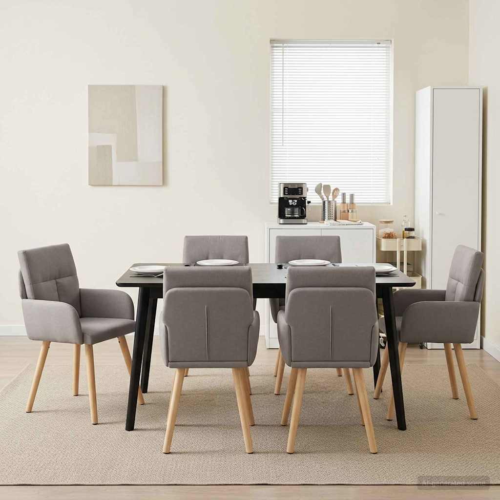 Καρέκλες φαγητού 6 pcs Ύφασμα Taupe 60 x 56 x 96 εκ - Pakobazaar