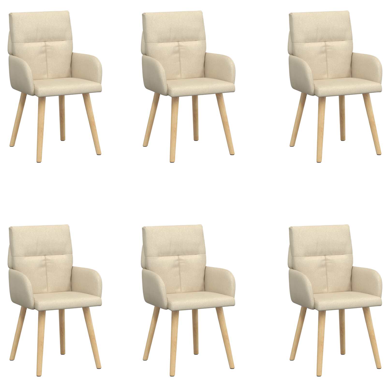 Καρέκλες φαγητού 6 pcs Ύφασμα Κρεμ 60 x 56 x 96 εκ - Pakobazaar