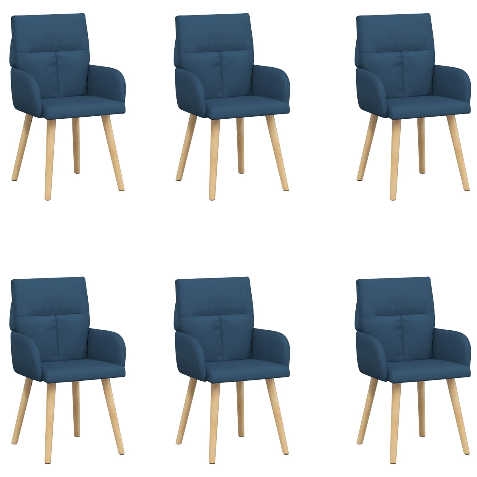 Καρέκλες φαγητού 6 pcs Ύφασμα Μπλε 60 x 56 x 96 εκ