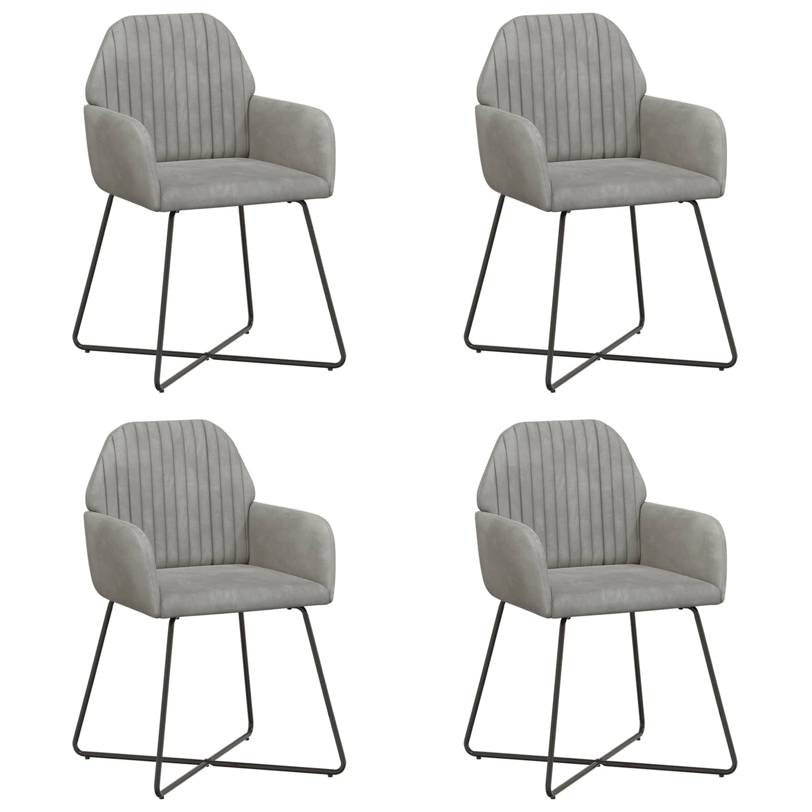 Καρέκλες φαγητού 4 pcs Βελούδο Ανοιχτό γκρι 55 x 50 x 84 εκ. - Pakobazaar
