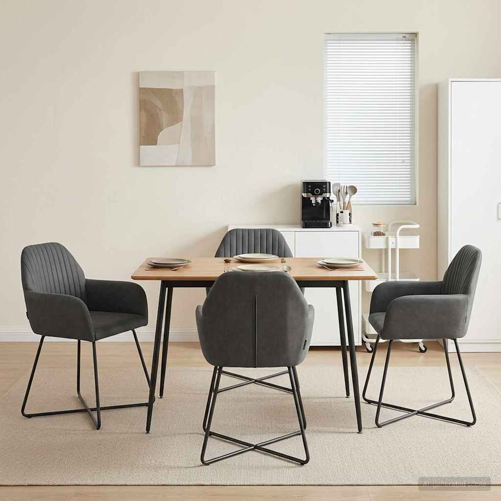 Καρέκλες φαγητού 4 pcs Βελούδο Σκούρο Γκρι 55 x 50 x 84 εκ.