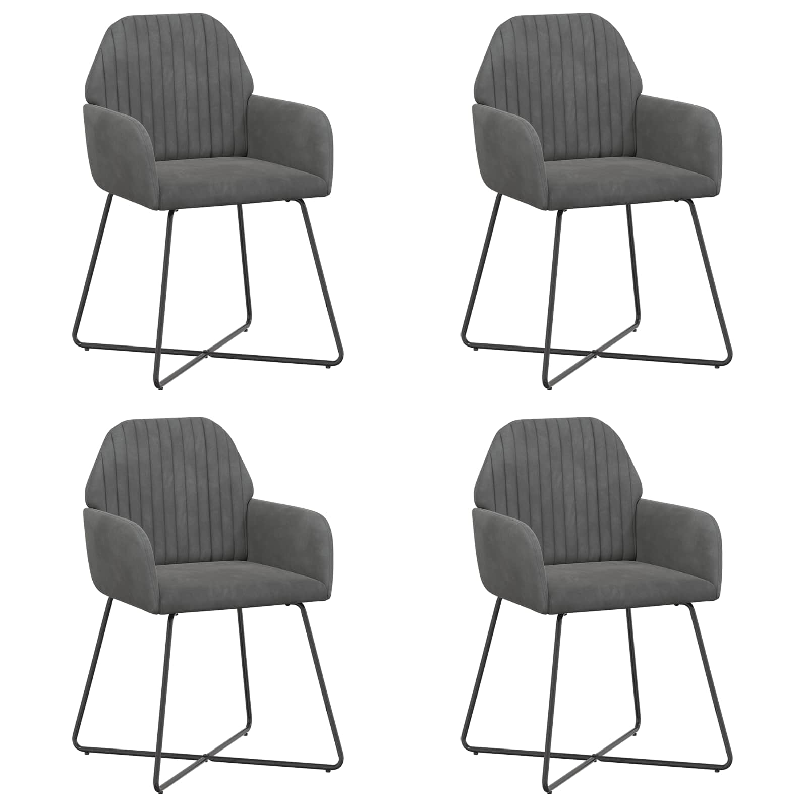 Καρέκλες φαγητού 4 pcs Βελούδο Σκούρο Γκρι 55 x 50 x 84 εκ.