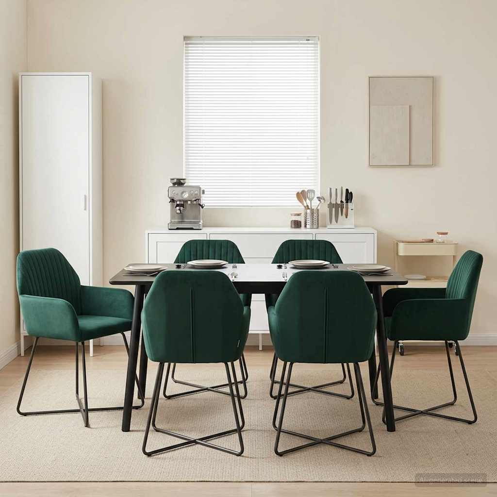 Καρέκλες φαγητού 4 pcs Βελούδο Σκούρο Πράσινο 55 x 50 x 84 εκ.