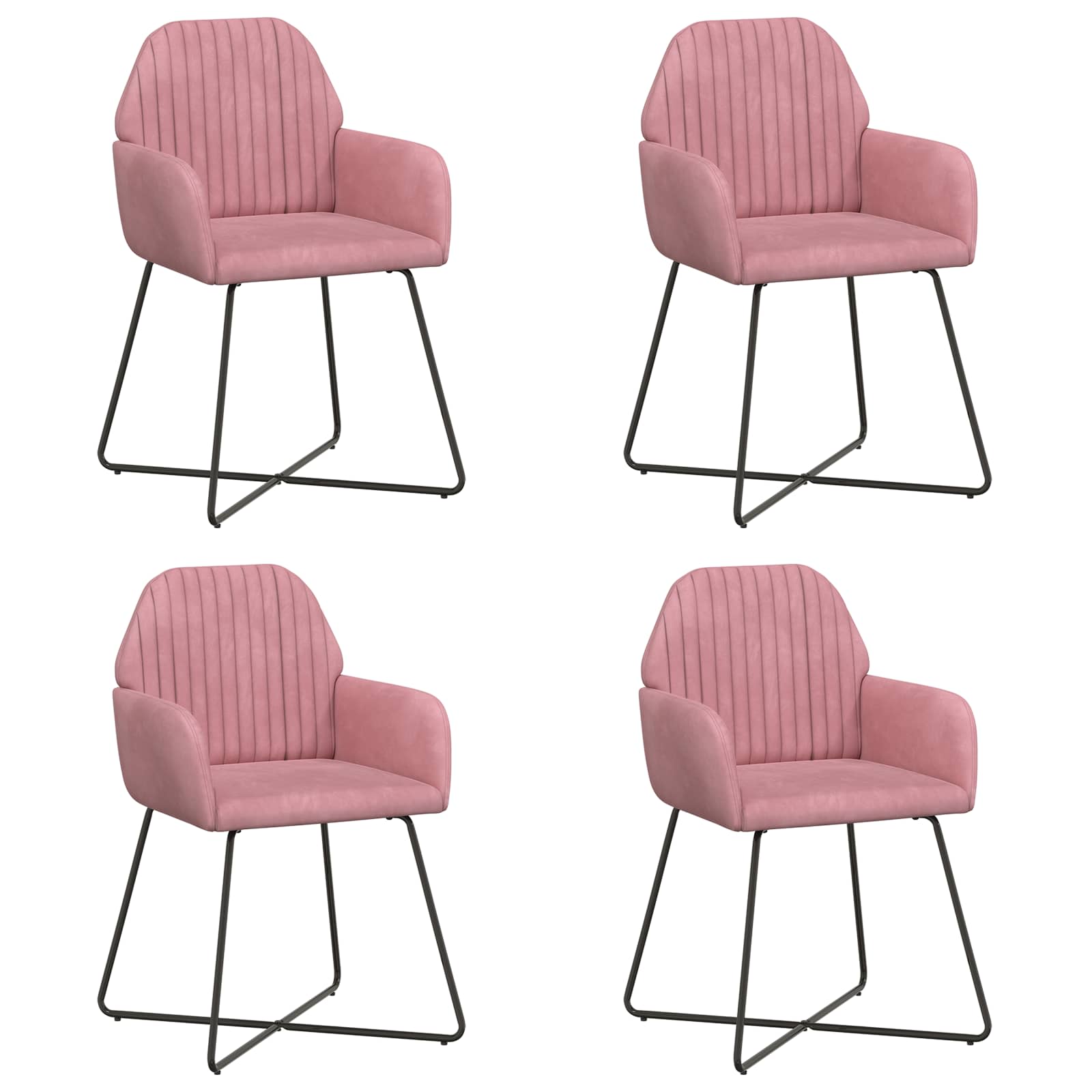 Καρέκλες φαγητού 4 pcs Βελούδο Ροζ 55 x 50 x 84 εκ.