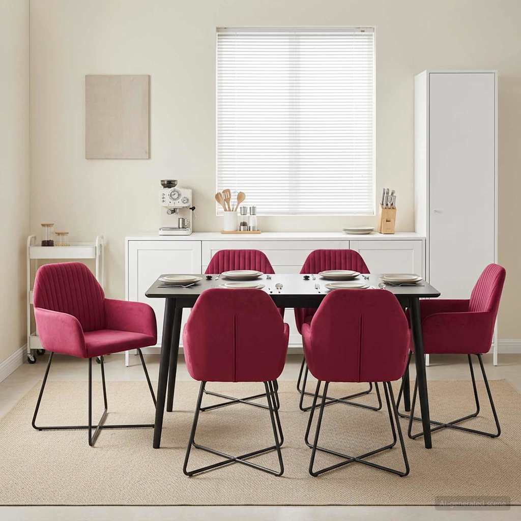 Καρέκλες φαγητού 4 pcs Βελούδο Κόκκινο 55 x 50 x 84 εκ. - Pakobazaar