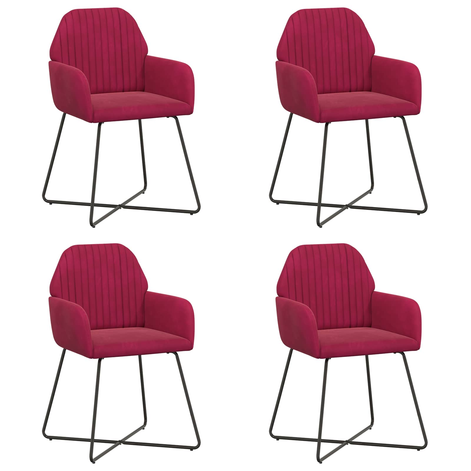Καρέκλες φαγητού 4 pcs Βελούδο Κόκκινο 55 x 50 x 84 εκ. - Pakobazaar