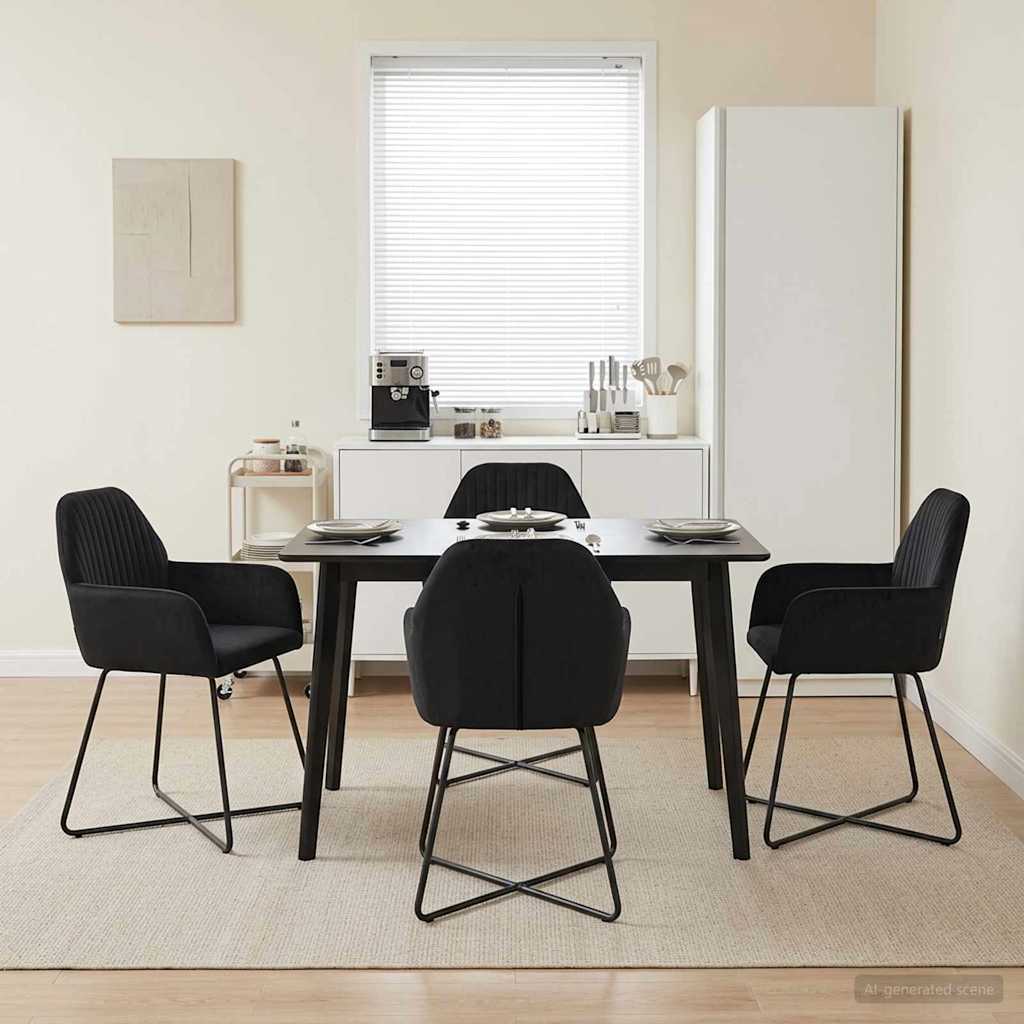 Καρέκλες φαγητού 4 pcs Βελούδο Μαύρο 55 x 50 x 84 εκ. - Pakobazaar