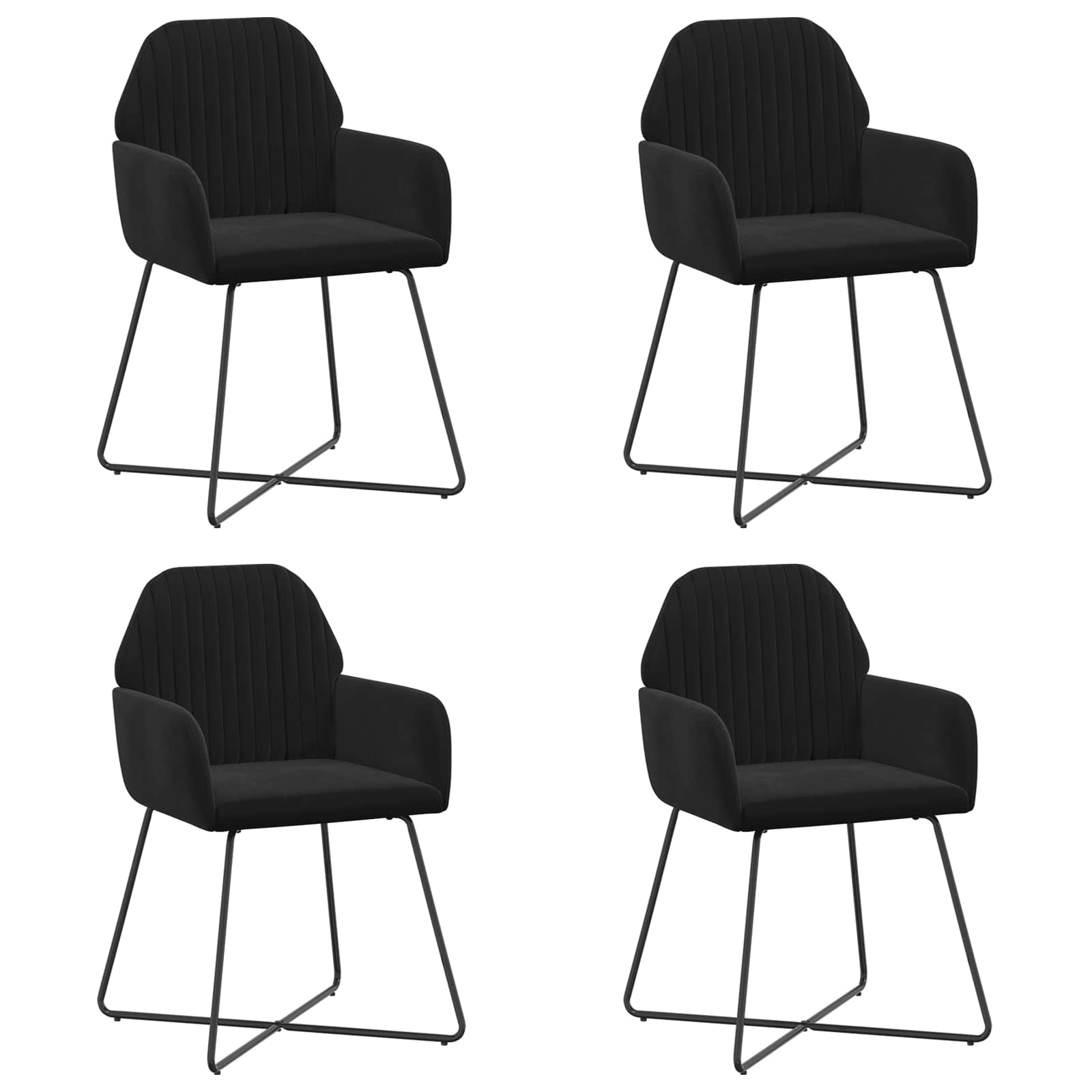 Καρέκλες φαγητού 4 pcs Βελούδο Μαύρο 55 x 50 x 84 εκ. - Pakobazaar