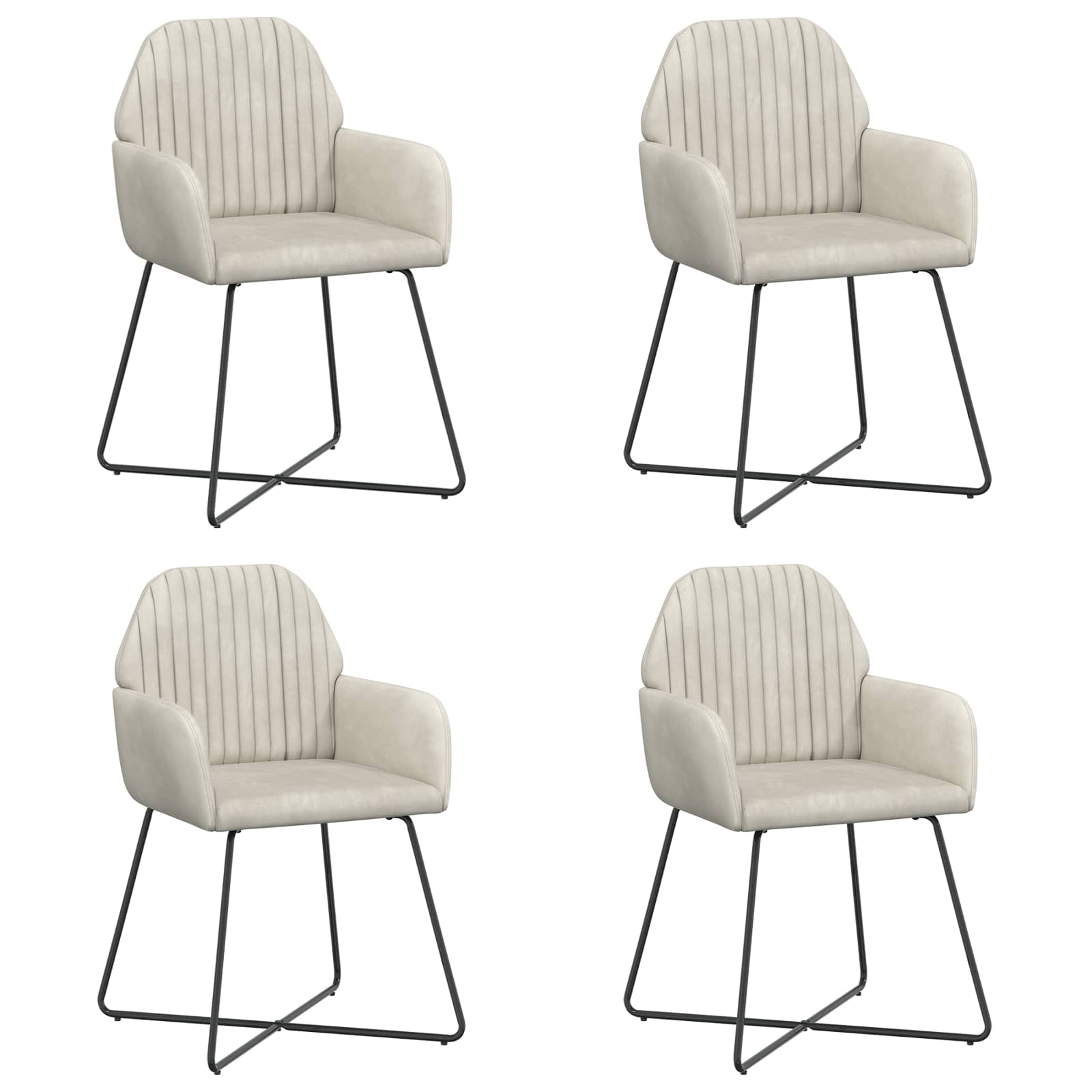 Καρέκλες φαγητού 4 pcs Βελούδο Κρεμ 55 x 50 x 84 εκ.