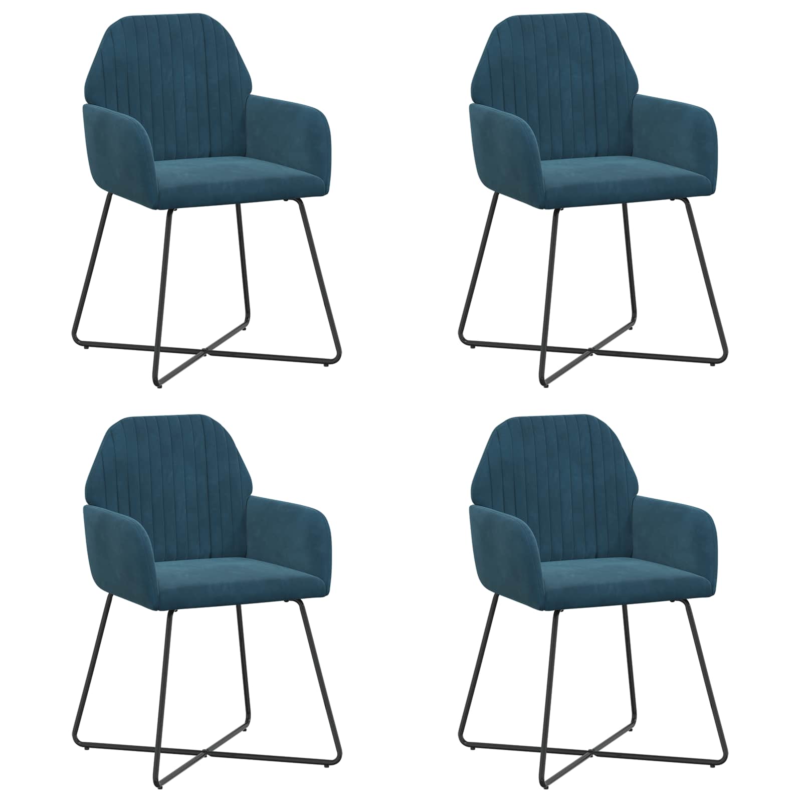 Καρέκλες φαγητού 4 pcs Βελούδο Μπλε 55 x 50 x 84 εκ. - Pakobazaar