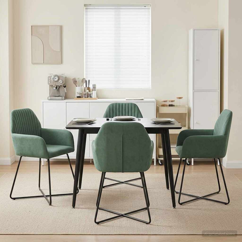 Καρέκλες φαγητού 4 pcs Βελούδο Θαλασσί 55 x 50 x 84 εκ. - Pakobazaar