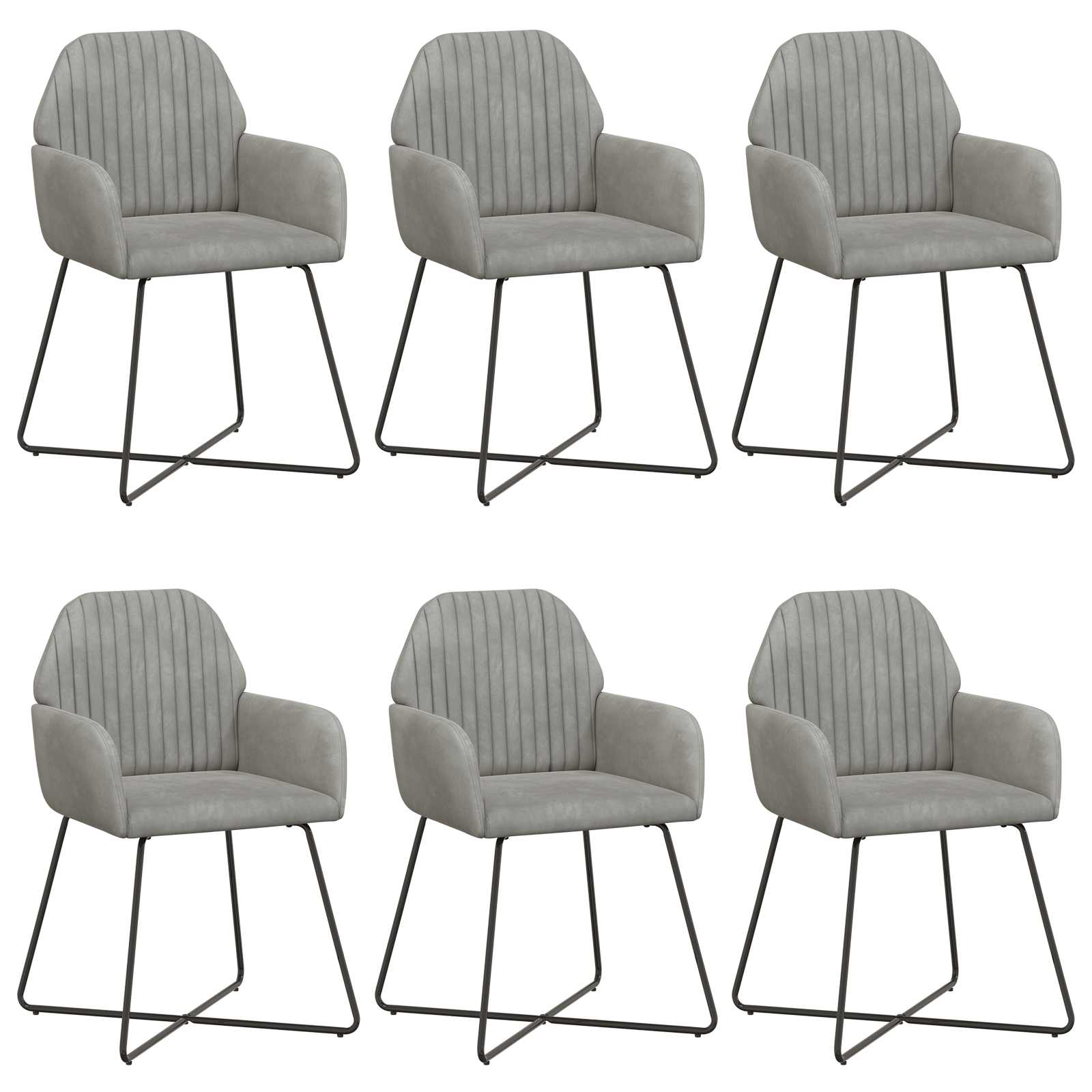 Καρέκλες φαγητού 6 pcs Βελούδο Ανοιχτό γκρι 55 x 50 x 84 εκ. - Pakobazaar
