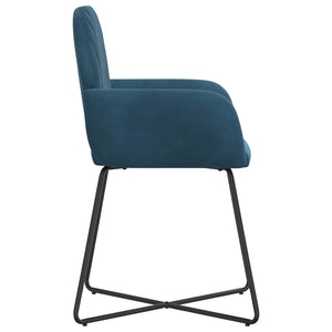 Καρέκλες φαγητού 6 pcs Βελούδο Μπλε 55 x 50 x 84 εκ. - Pakobazaar