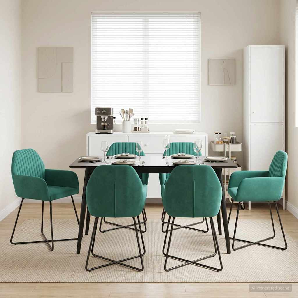 Καρέκλες φαγητού 6 pcs Βελούδο Τιρκουάζ 55 x 50 x 84 εκ. - Pakobazaar