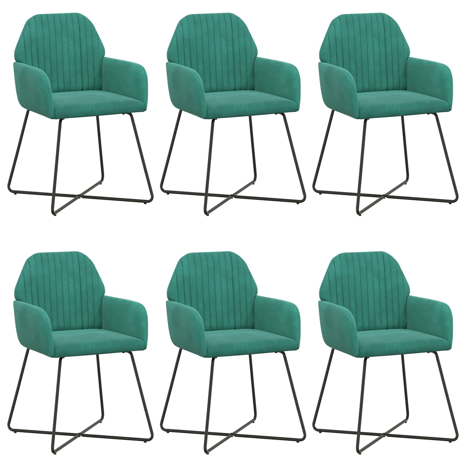 Καρέκλες φαγητού 6 pcs Βελούδο Τιρκουάζ 55 x 50 x 84 εκ. - Pakobazaar