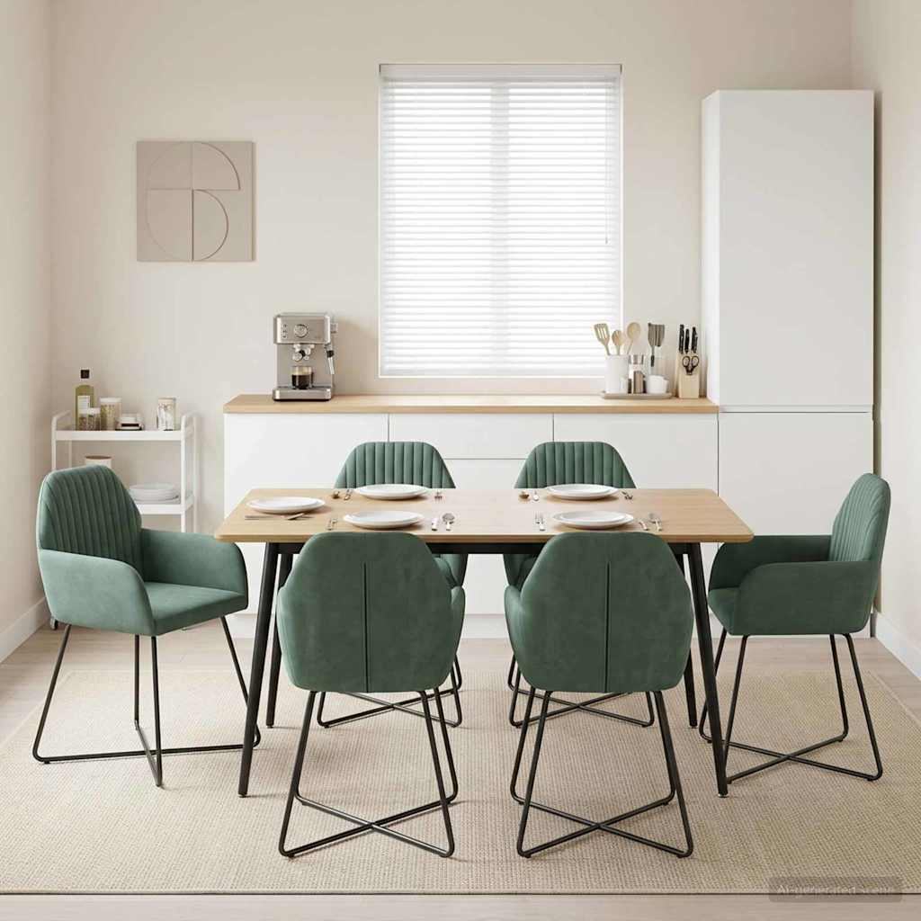 Καρέκλες φαγητού 6 pcs Βελούδο Θαλασσί 55 x 50 x 84 εκ. - Pakobazaar
