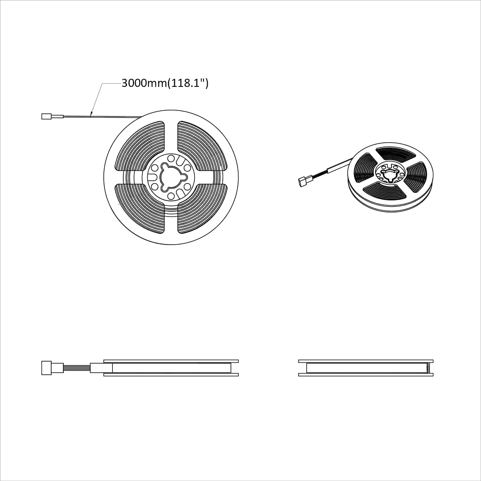 Λωρίδα LED 2 pcs Μαύρο και Διαφανές 3000 χιλ