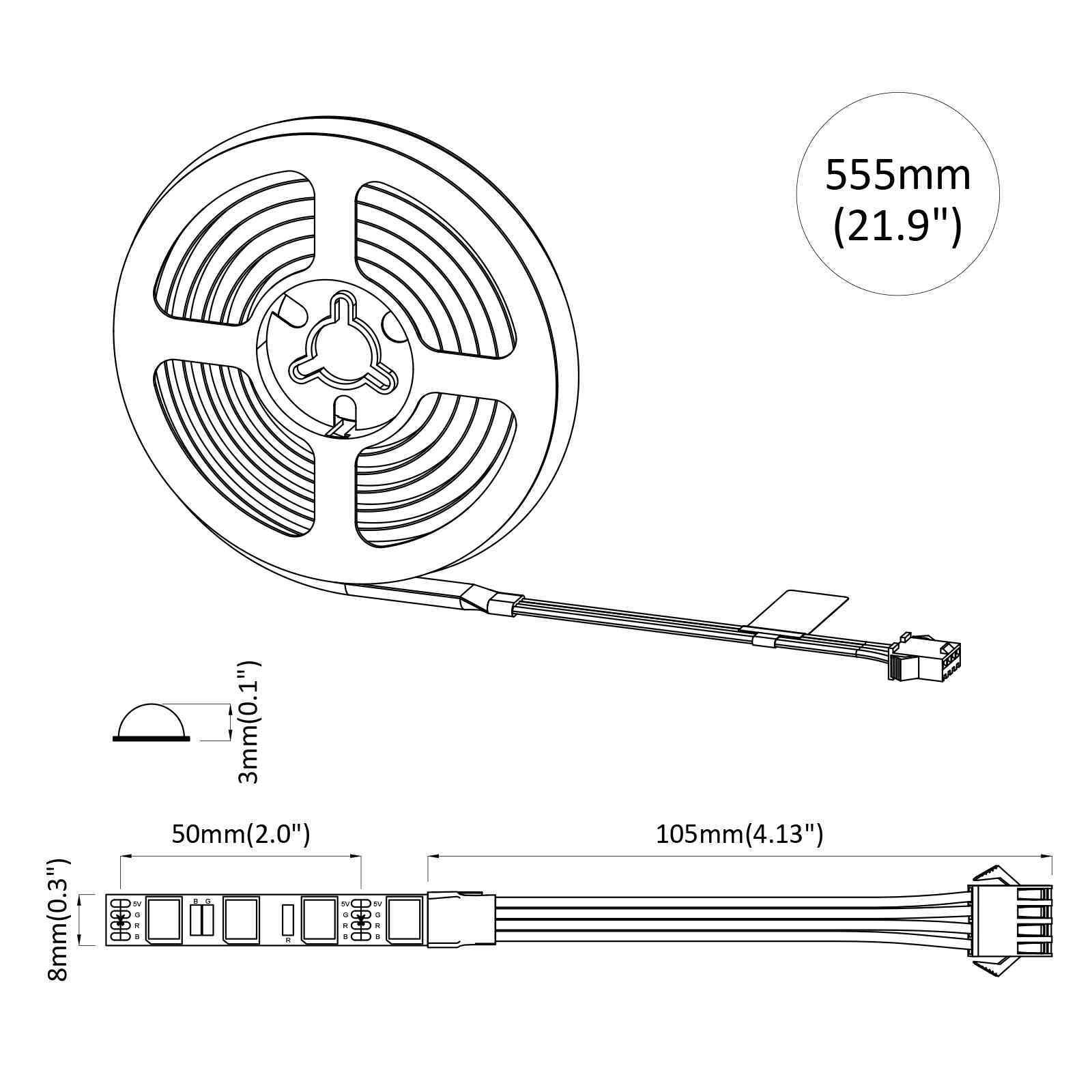 Λωρίδα LED 12 pcs Μαύρο και Διαφανές 550 χιλ - Pakobazaar