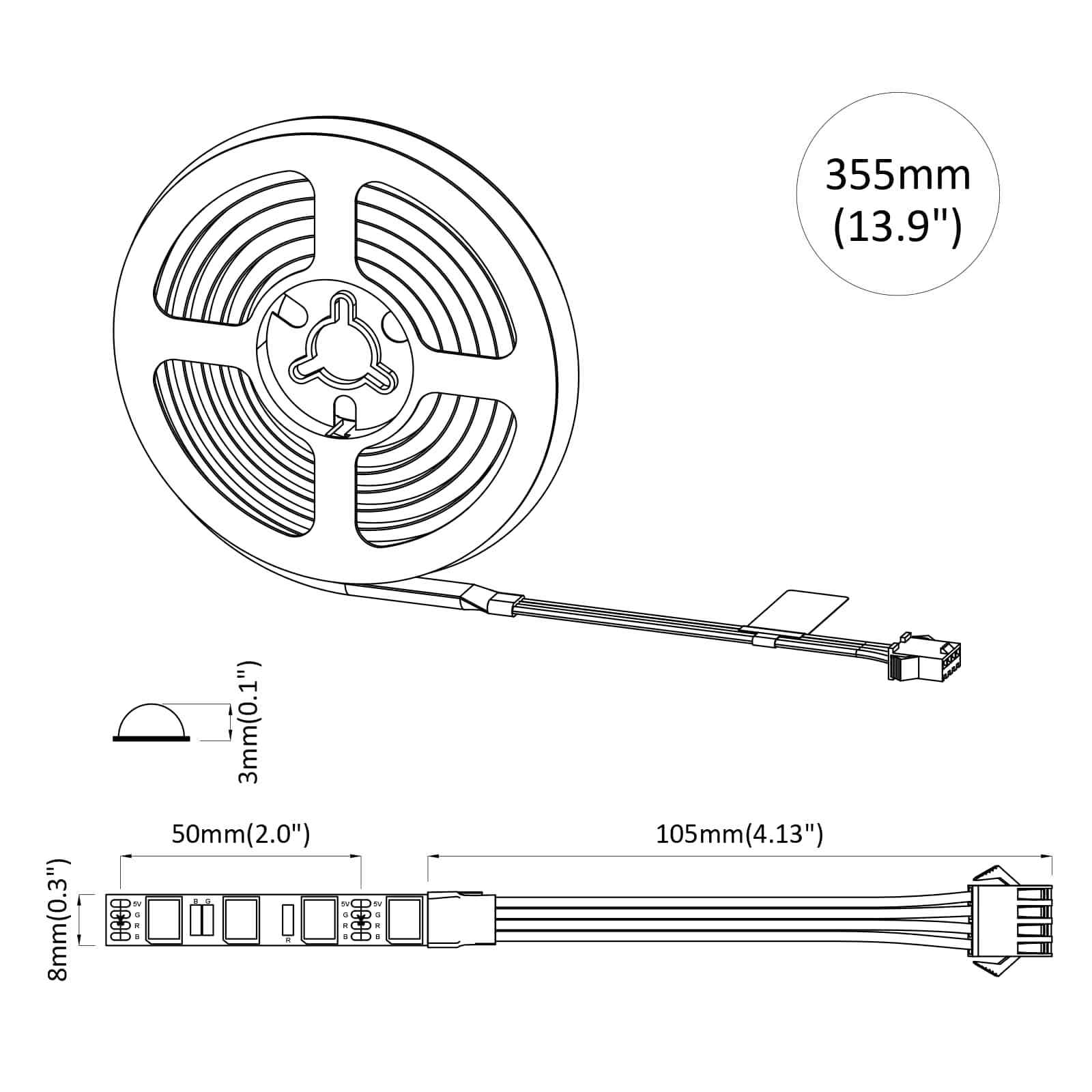Λωρίδα LED 12 pcs Μαύρο και Διαφανές 250 mm Χαλκός και Πλαστικό - Pakobazaar