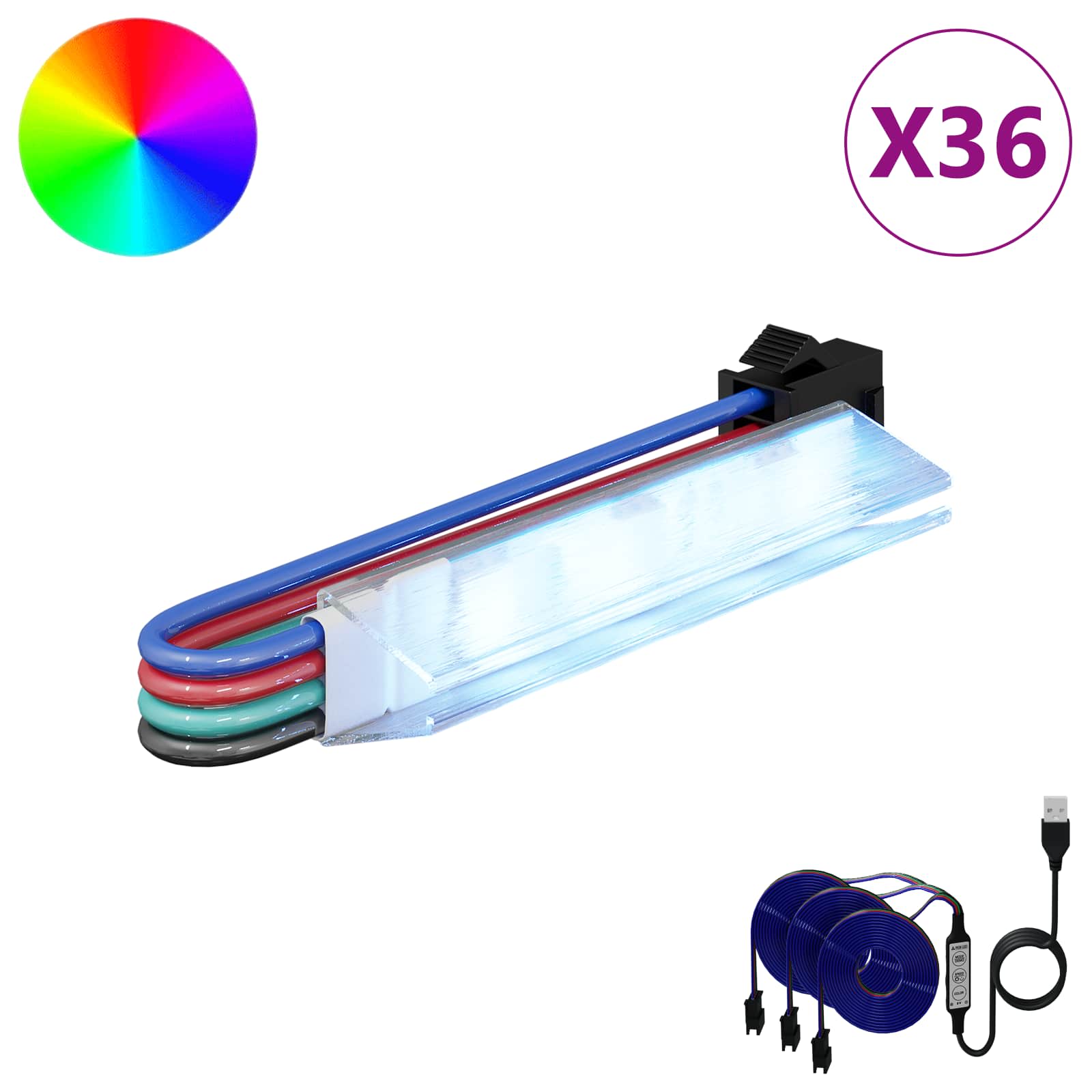 Λωρίδα LED 12 pcs Μαύρο και Πολύχρωμο 1745 χιλιοστά