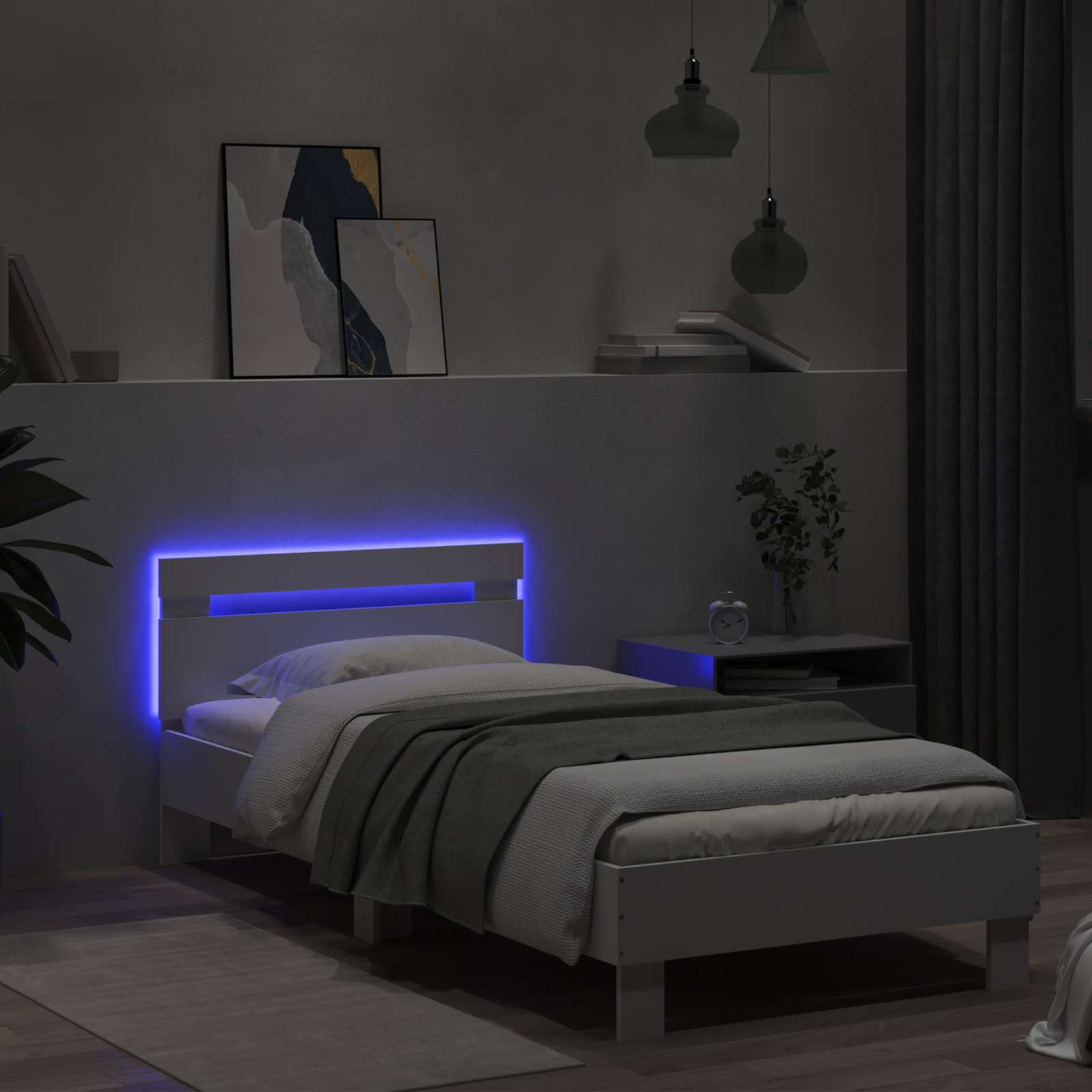 Κρεβάτι με φωτισμό LED Λευκό 80 x 200 cm Επεξεργασμένο Ξύλο - Pakobazaar