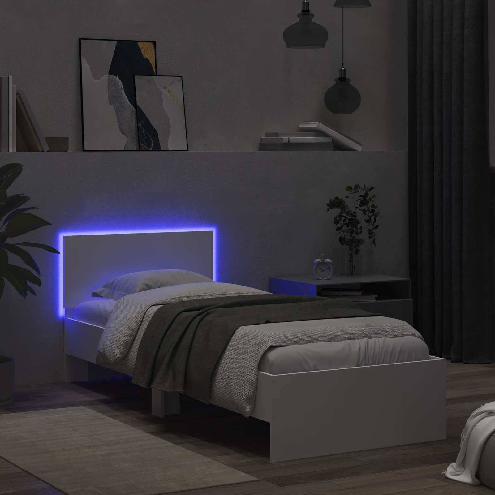 Κρεβάτι με φωτισμό LED Λευκό 80 x 200 cm Επεξεργασμένο Ξύλο - Pakobazaar