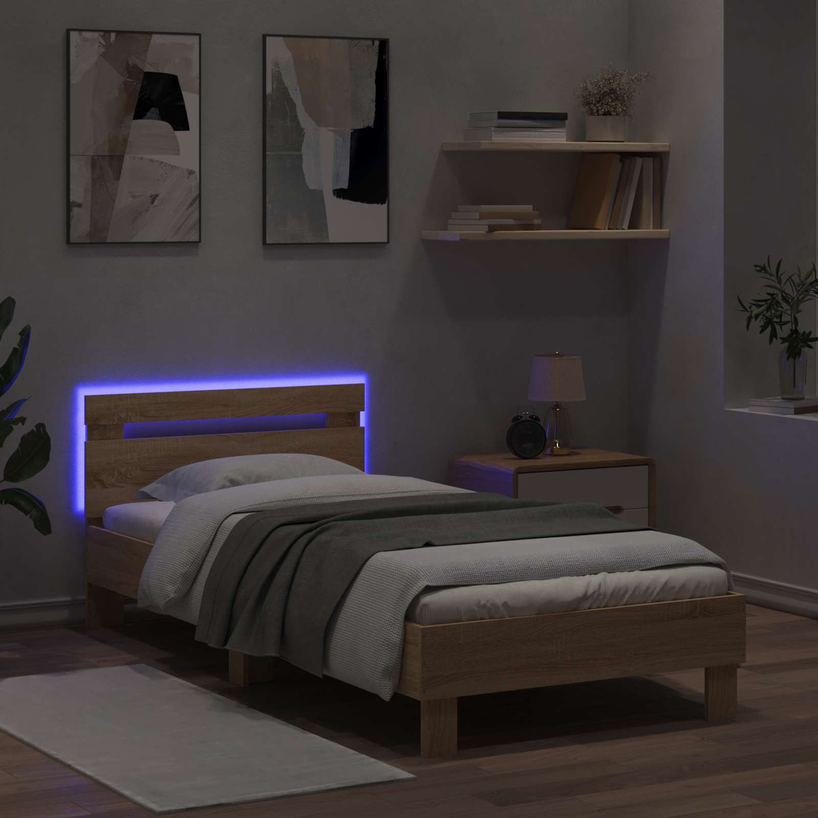 Κρεβάτι με φωτισμό LED Sonoma Δρυς 80 x 200 cm - Pakobazaar