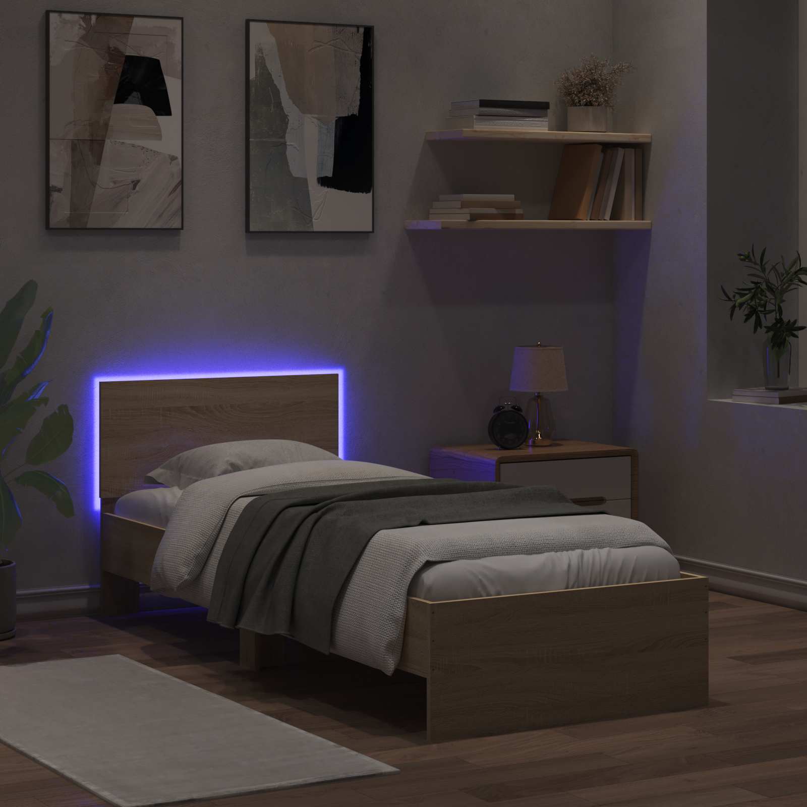 Κρεβάτι με φωτισμό LED Sonoma Δρυς 80 x 200 cm - Pakobazaar