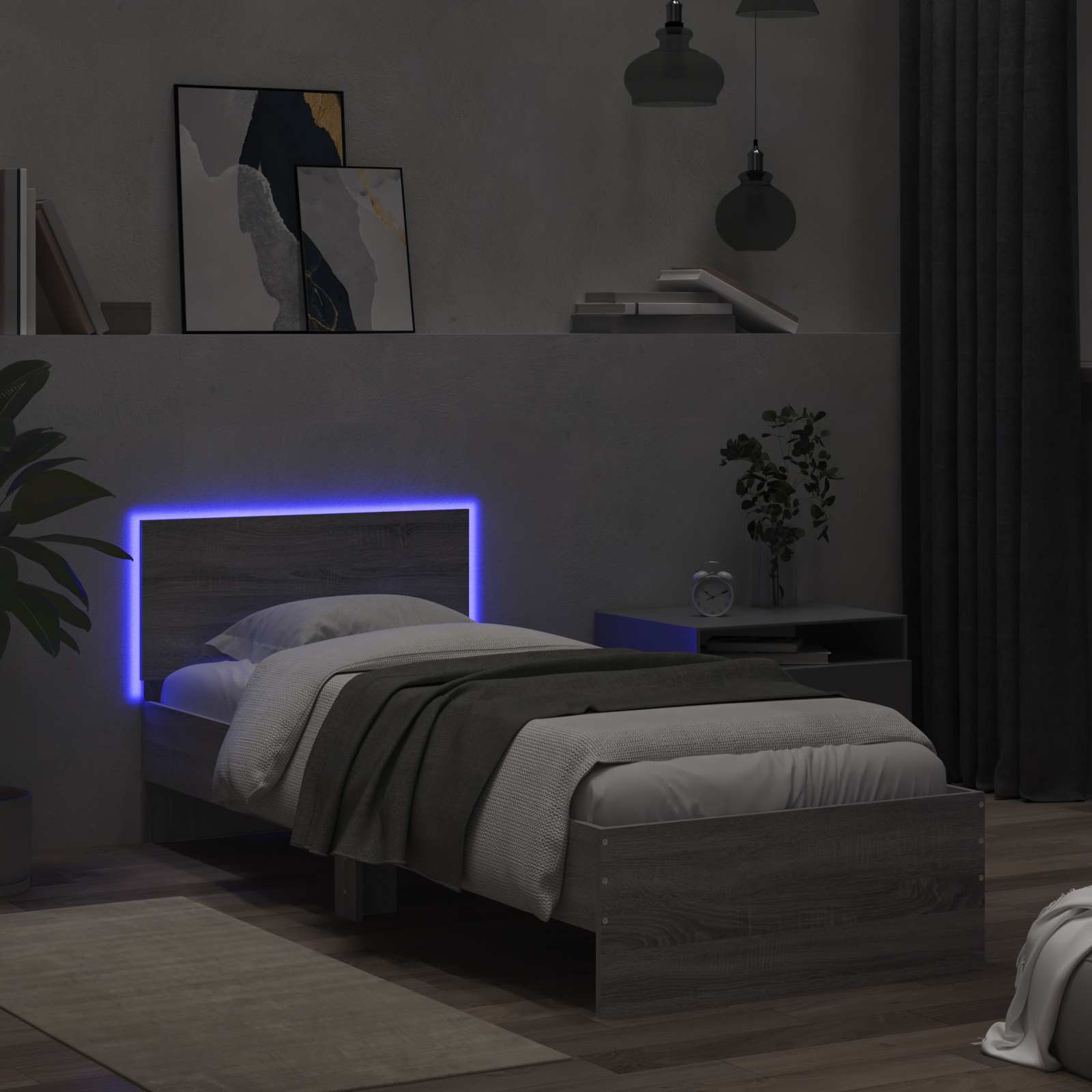 Κρεβάτι με φωτισμό LED Γκρι Sonoma 80 x 200 cm - Pakobazaar