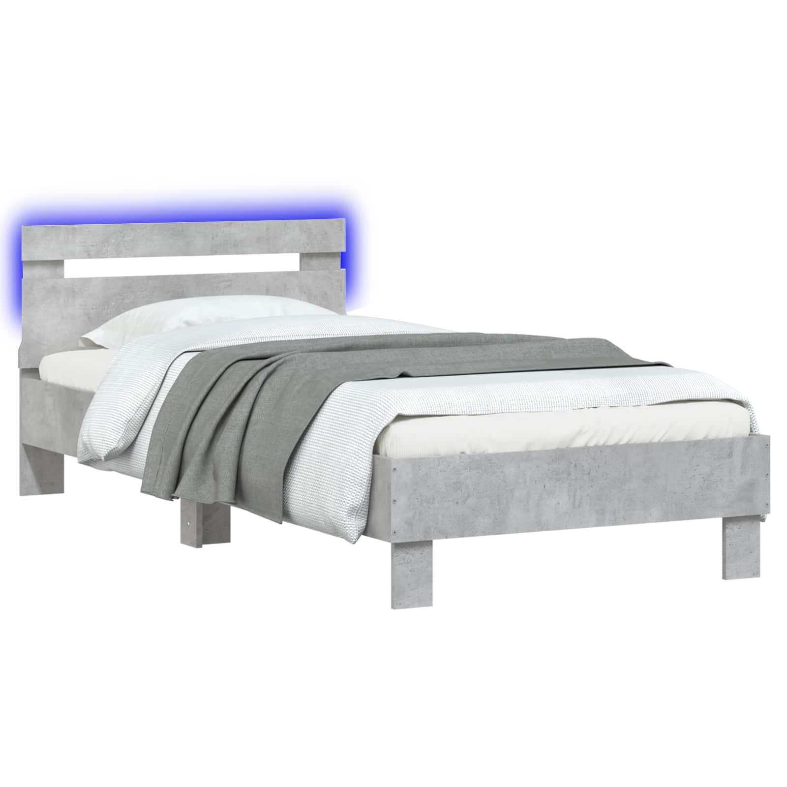 Κρεβάτι με φωτισμό LED Γκρι Σκυροδέματος 80 x 200 cm - Pakobazaar