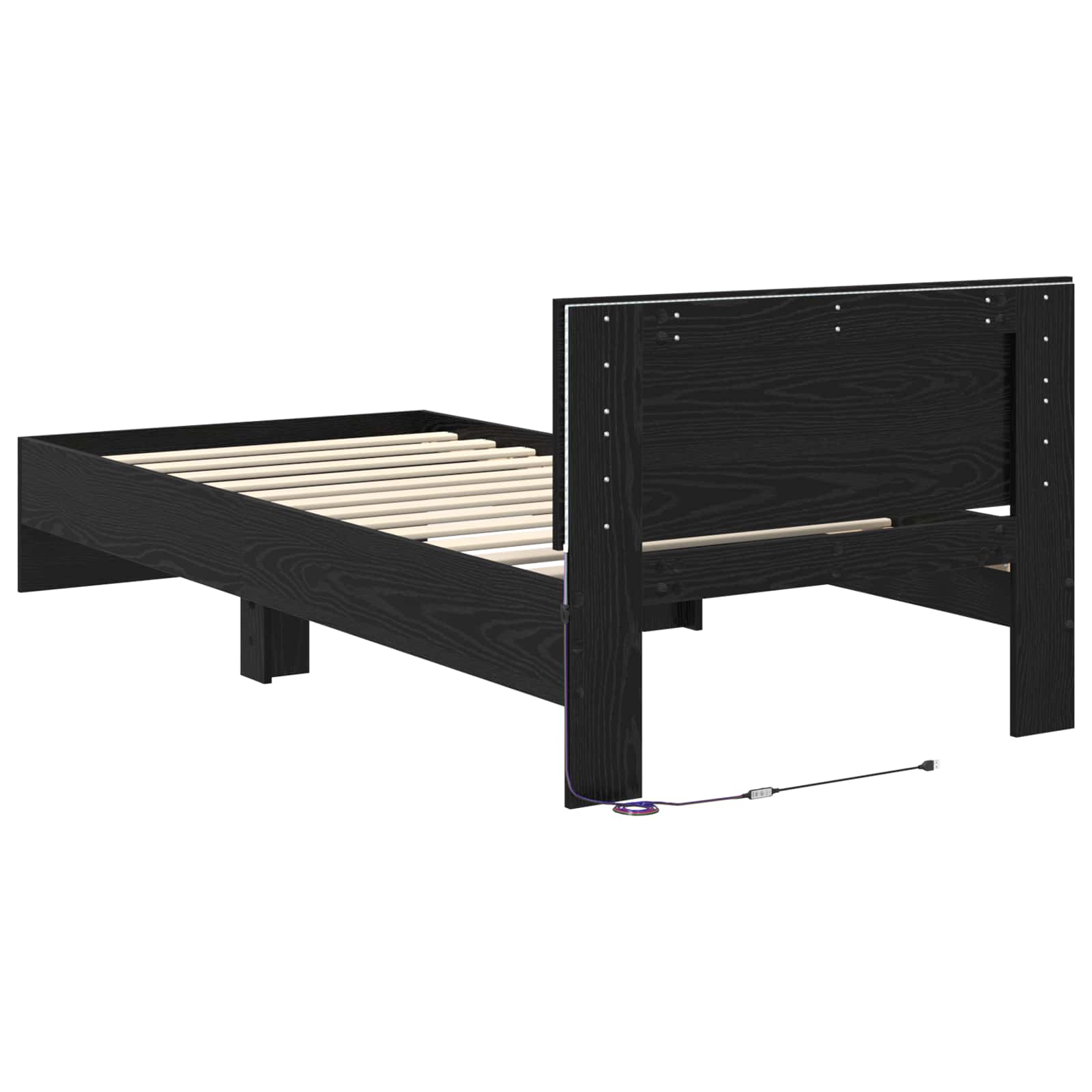 Κρεβάτι με φωτισμό LED Μαύρη Δρυς 80 x 200 cm - Pakobazaar