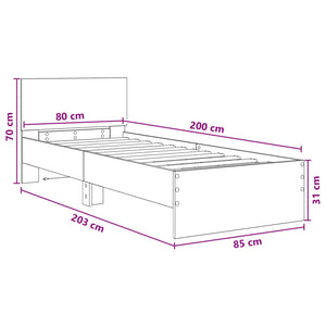 Κρεβάτι με φωτισμό LED Μαύρη Δρυς 80 x 200 cm - Pakobazaar