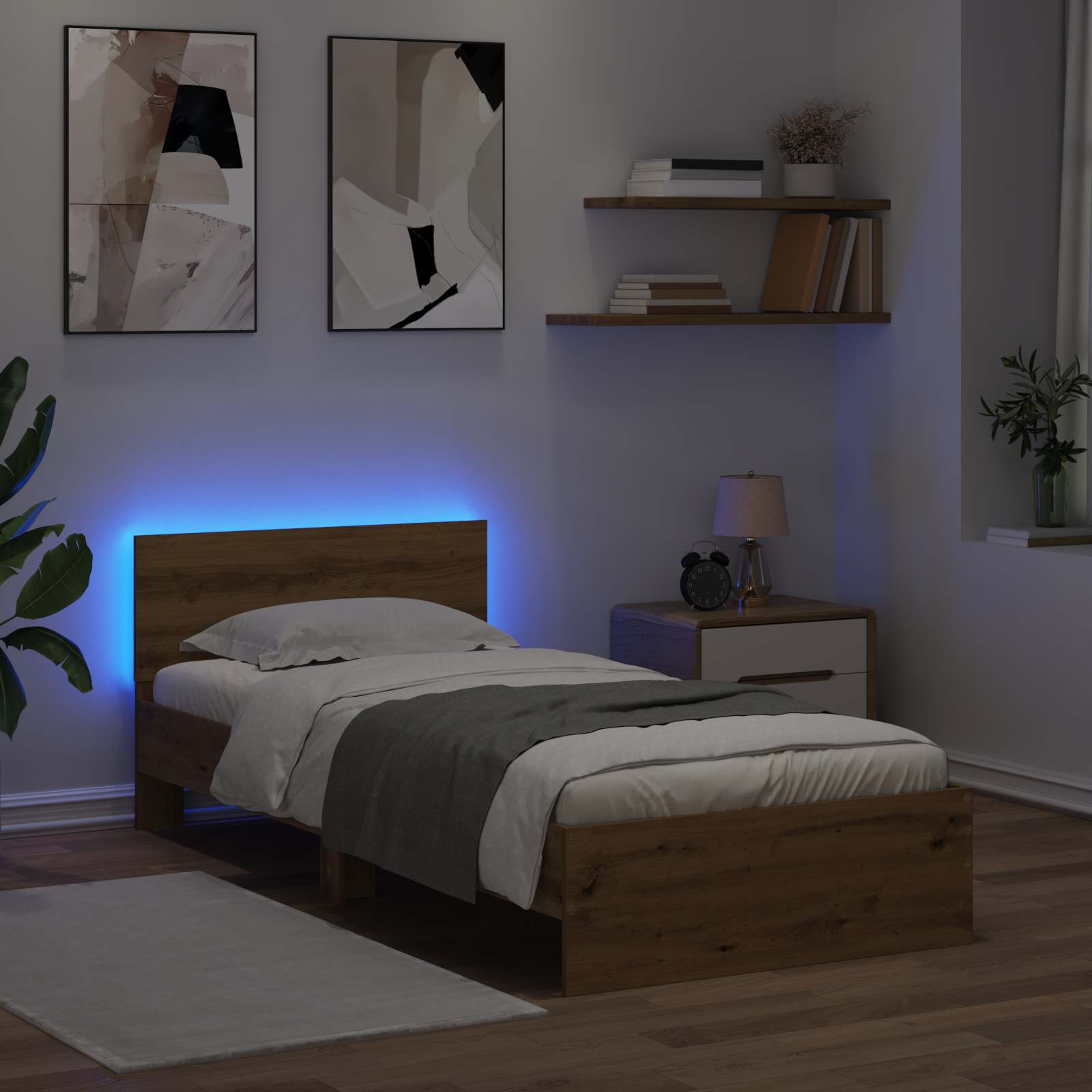 Κρεβάτι με φωτισμό LED Artisian Δρυς 80 x 200 cm - Pakobazaar