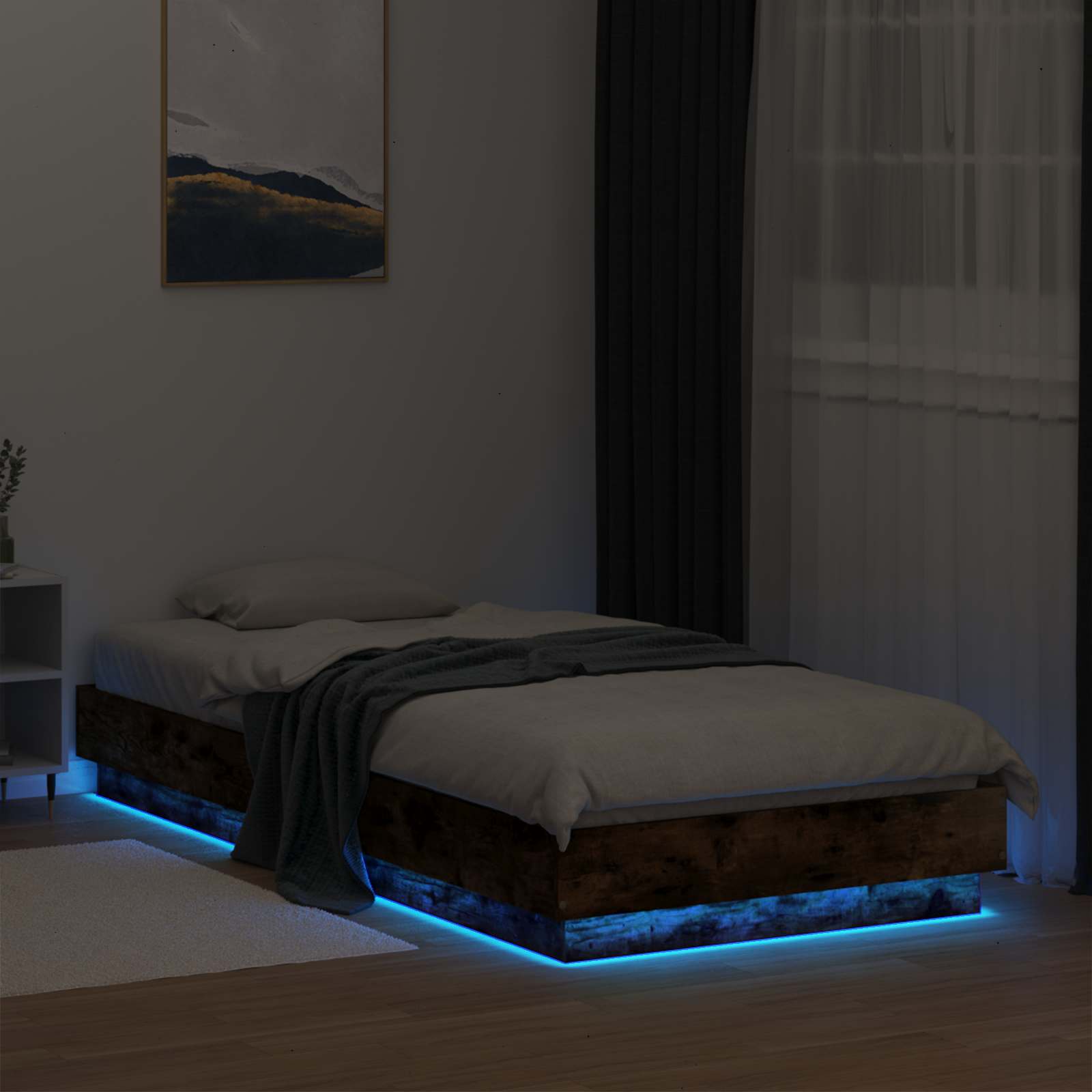 Κρεβάτι με φωτισμό LED Καπνισμένο Ξύλο Δρυός 80 x 200 cm - Pakobazaar